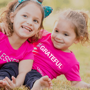 #GRATEFUL T-Shirt Pink 100% Cotton Girl Youth Tee Shirt with White Accents