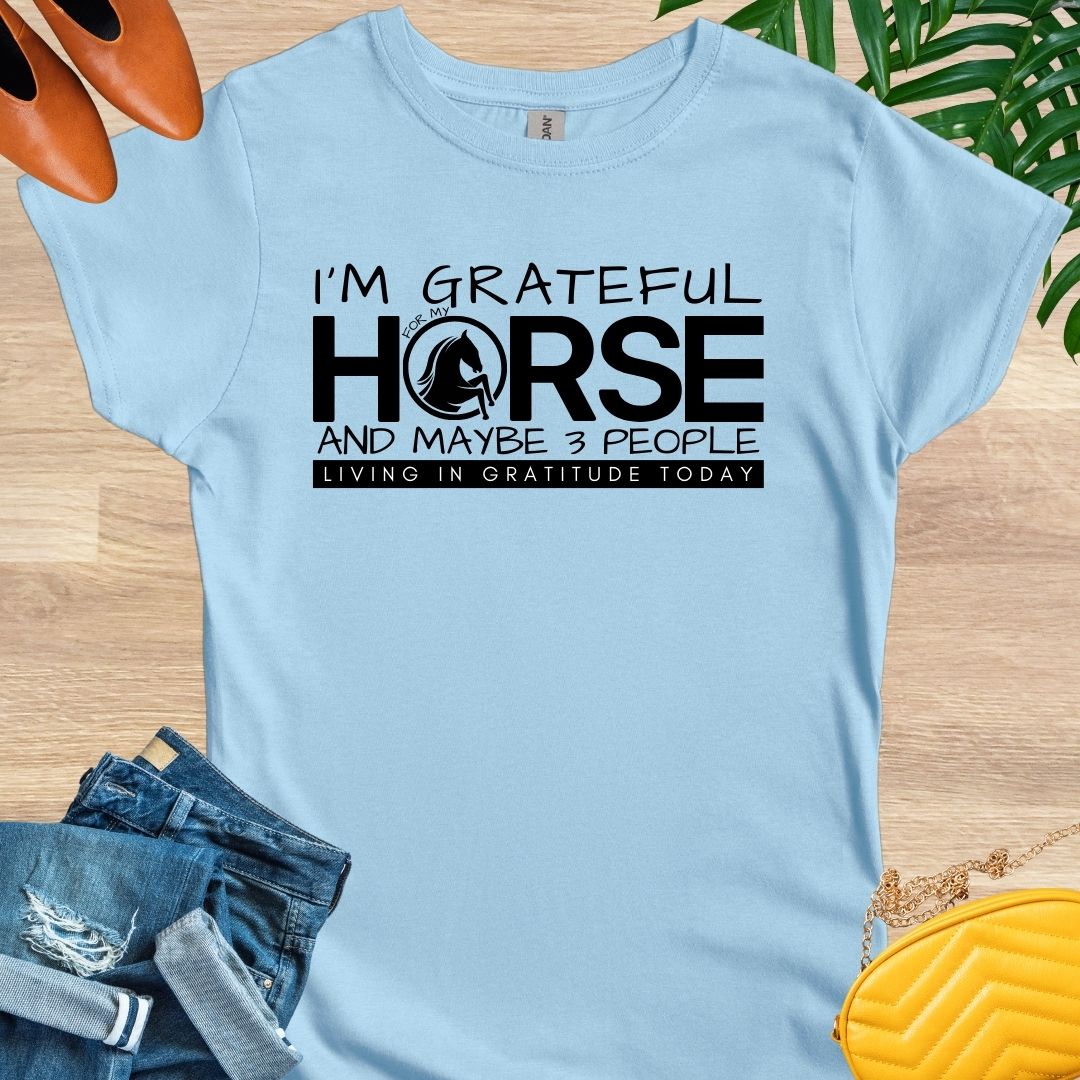 Grateful for My Horse and 3 People T-Shirt