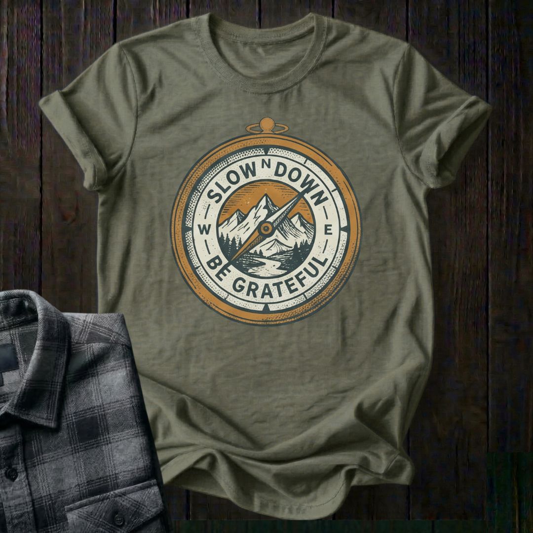 Slow Down Be Grateful Compass Unisex T-Shirt
