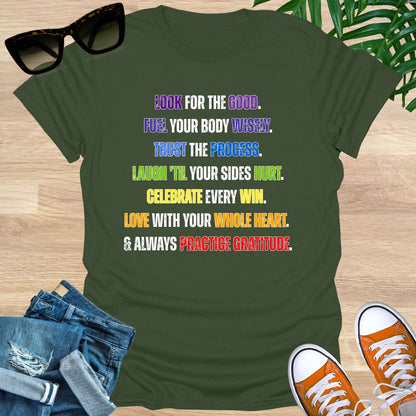 Train, Nourish, Trust, Laugh, Honor, Love, Unisex T-Shirt