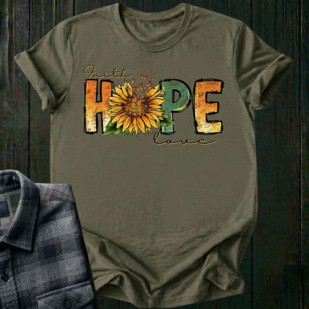 Faith Hope Love Sunflower & Butterflies Tee Unisex T-Shirt