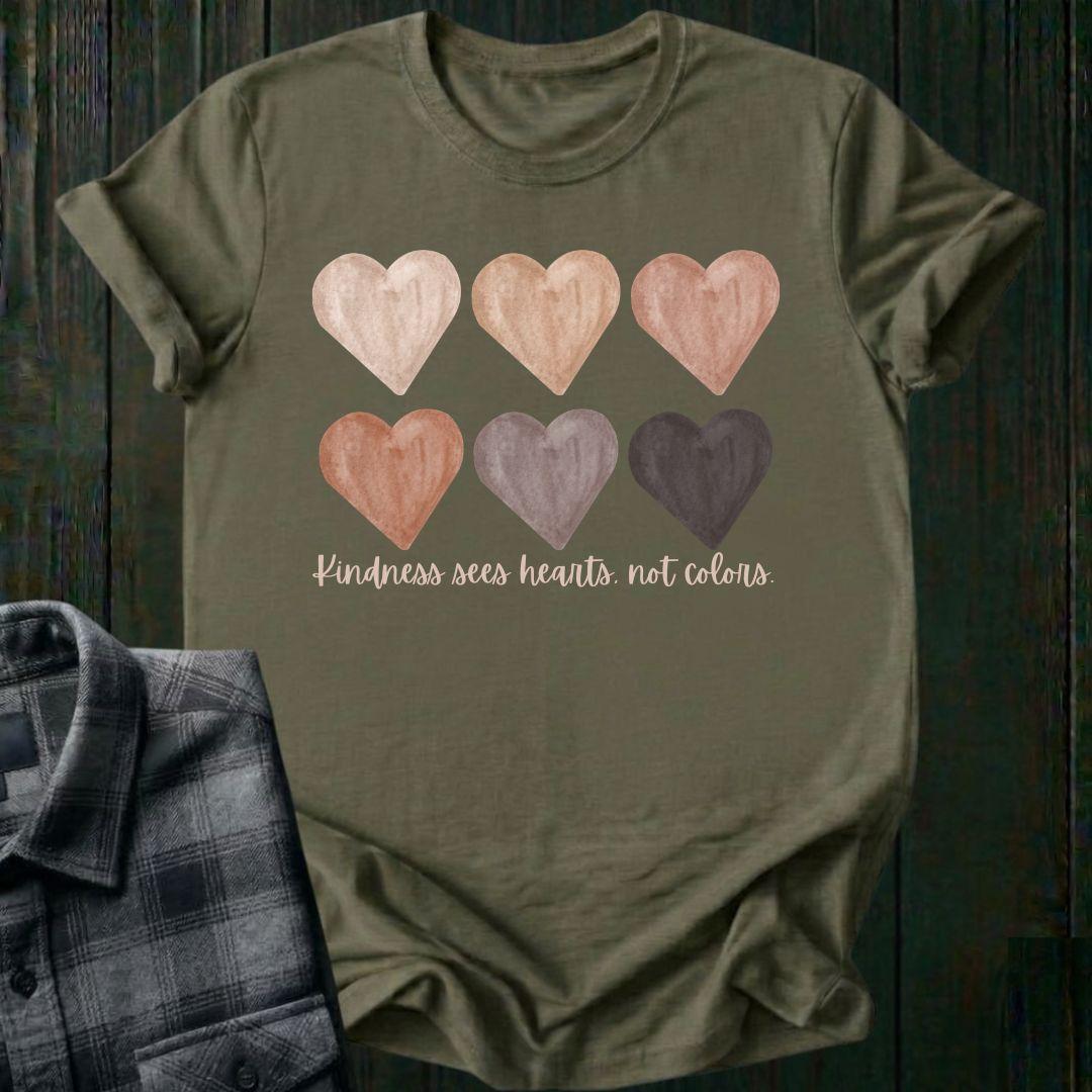 Kindness Sees Hearts Not Colors, Unisex T-Shirt