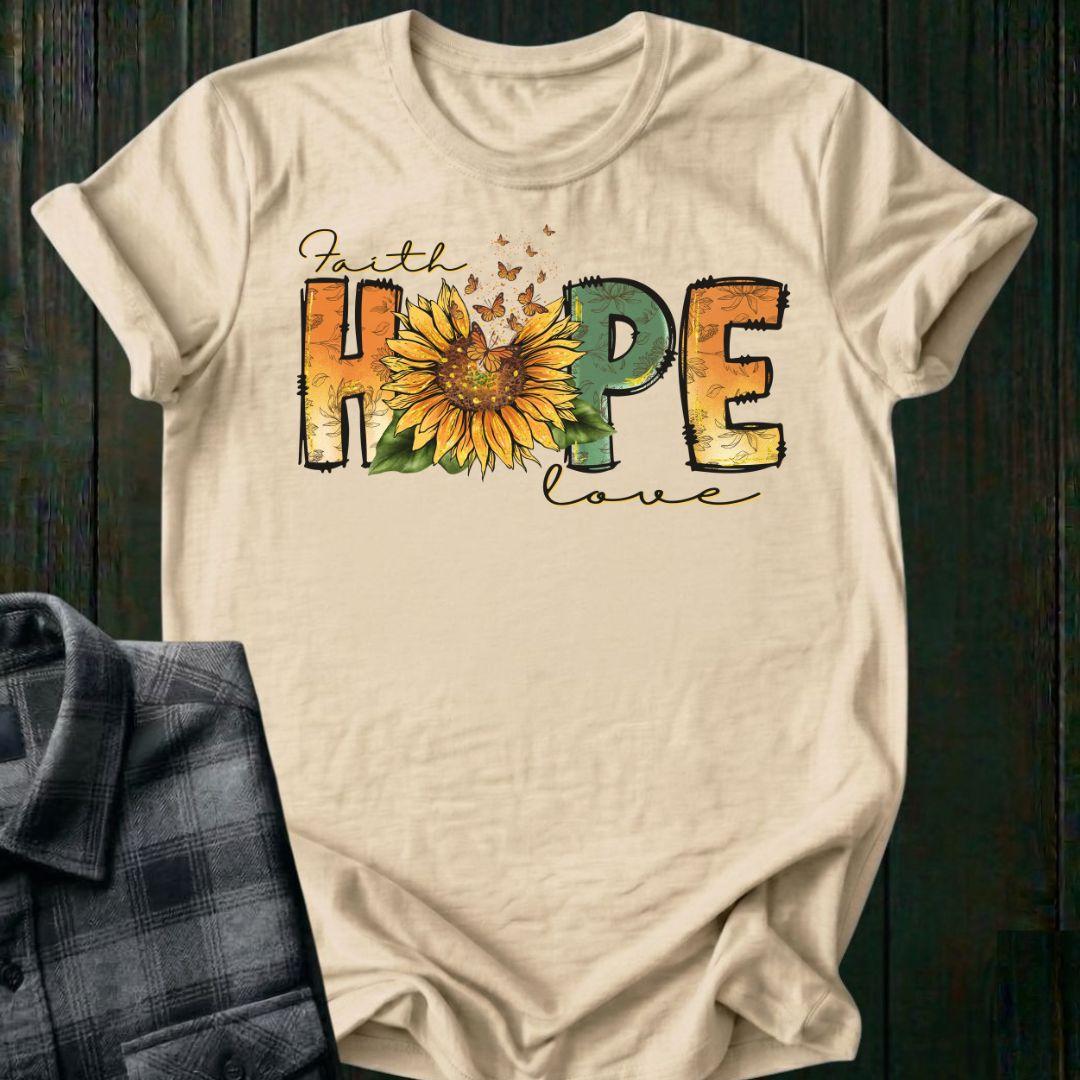 Faith Hope Love Sunflower & Butterflies Tee Unisex T-Shirt