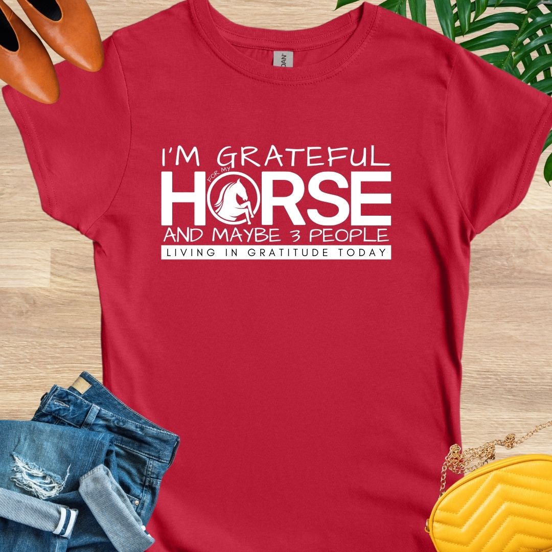 Grateful for My Horse and 3 People T-Shirt