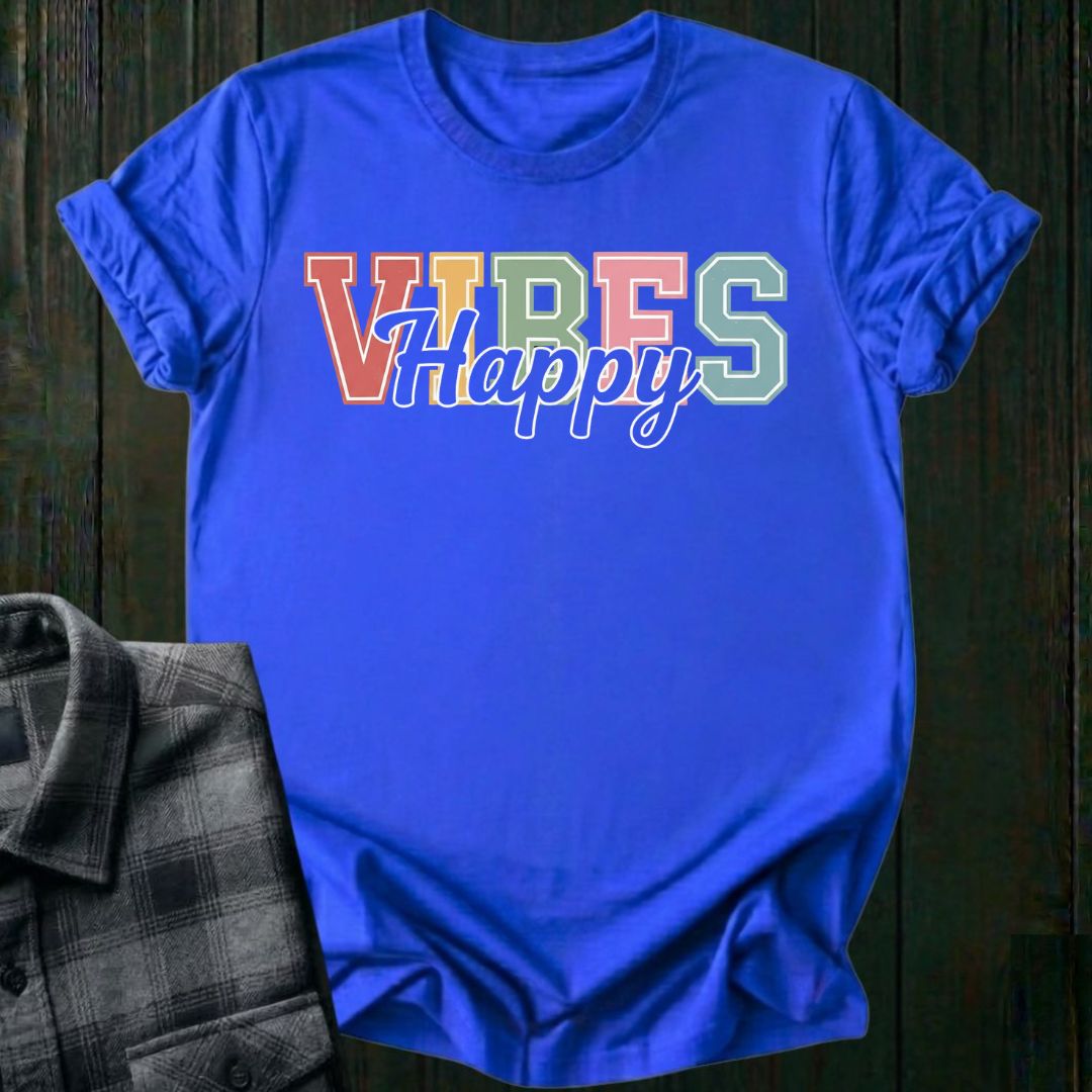 Happy Vibes (Varsity) Unisex T-Shirt