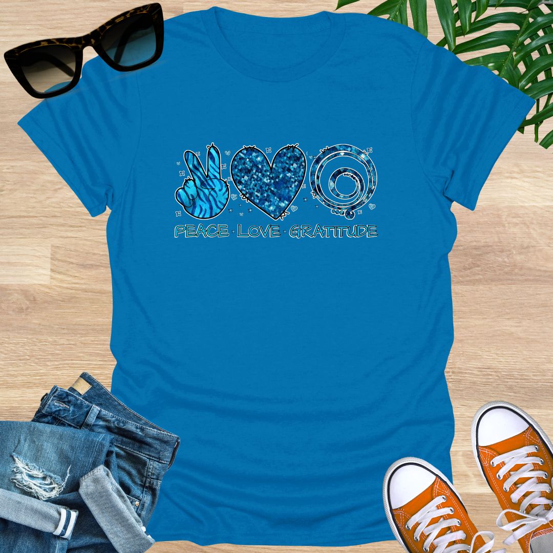 Peace, Love, Gratitude, Unisex T-Shirt