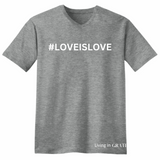 #LOVEISLOVE V-Neck GREY 100% Cotton Man T-Shirt with White Accents