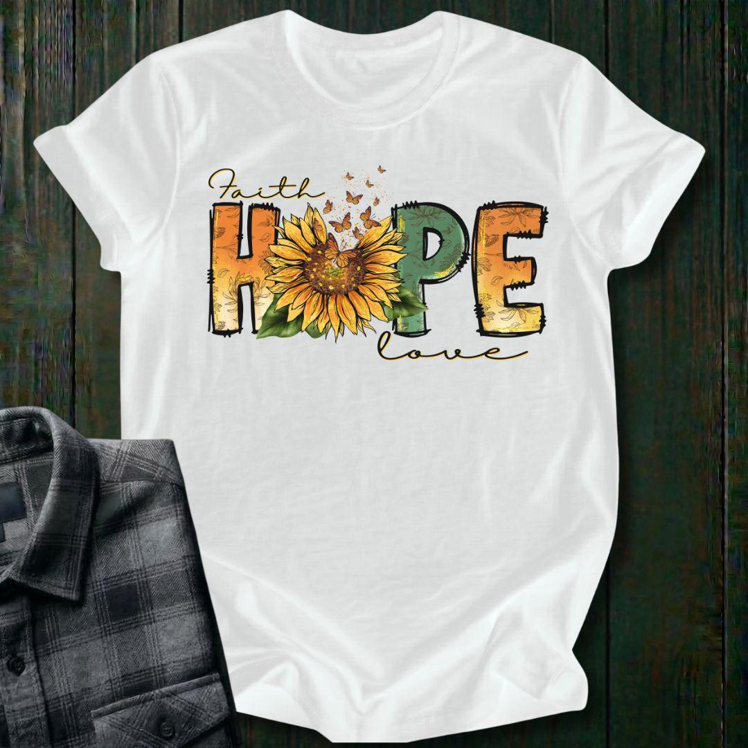 Faith Hope Love Sunflower & Butterflies Tee Unisex T-Shirt
