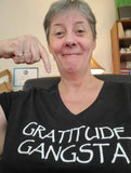 GRATITUDE Gangsta v neck,  Black 100% cotton Shirt,  Woman