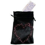 I LOVE You bag Black Velvet Lined in Hot Pink Satin with a Pink and Red Studded Heart