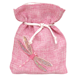 GRATITUDE bag, Faux Linen with Dragon Fly
