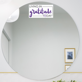 Living in GRATITUDE Today Vinyl Sticker with White, Purple, and Black Accents