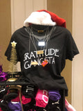 GRATITUDE Gangsta v neck,  Black 100% cotton Shirt,  Woman