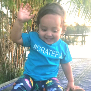 #GRATEFUL T-Shirt Turquoise 100% Cotton Infant Toddler Tee Shirt with White Accents
