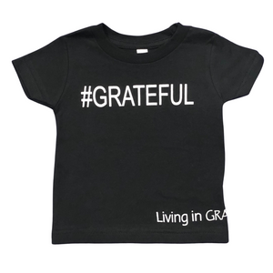 #GRATEFUL Black 100% Cotton infant Toddler T-Shirt with White Accents