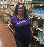 #GRATEFUL V-Neck Purple 100% Cotton Woman T-Shirt with White Accents