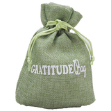 GRATITUDE bag, Faux Linen (Pink, Blue, Sage) with White Accents