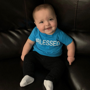 #BLESSED T-Shirt Turquoise 100% Cotton Infant Toddler Tee Shirt with White Accents