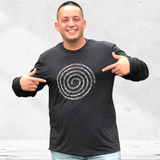 Living in GRATITUDE Today Spiral Long Sleeve Shirt Black Tri-Blend Man Pullover With White Accents