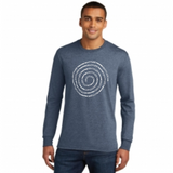 Living in GRATITUDE Today Spiral Long Sleeve Shirt Heather Navy Tri-Blend Man Pullover With White Accents
