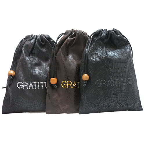 Gratitude bag, Faux leather (Black, Brown) with Gold or Silver Studs or Rhinestone